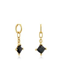 Серьги-кольца Color Black из вермеля с ониксом